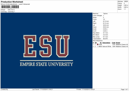 Esu Text Embroidery Machine Design File 6 sizes
