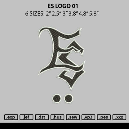 Es Logo 01 Embroidery File 6 sizes