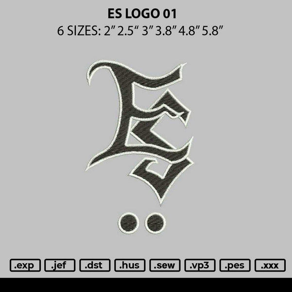 Es Logo 01 Embroidery File 6 sizes