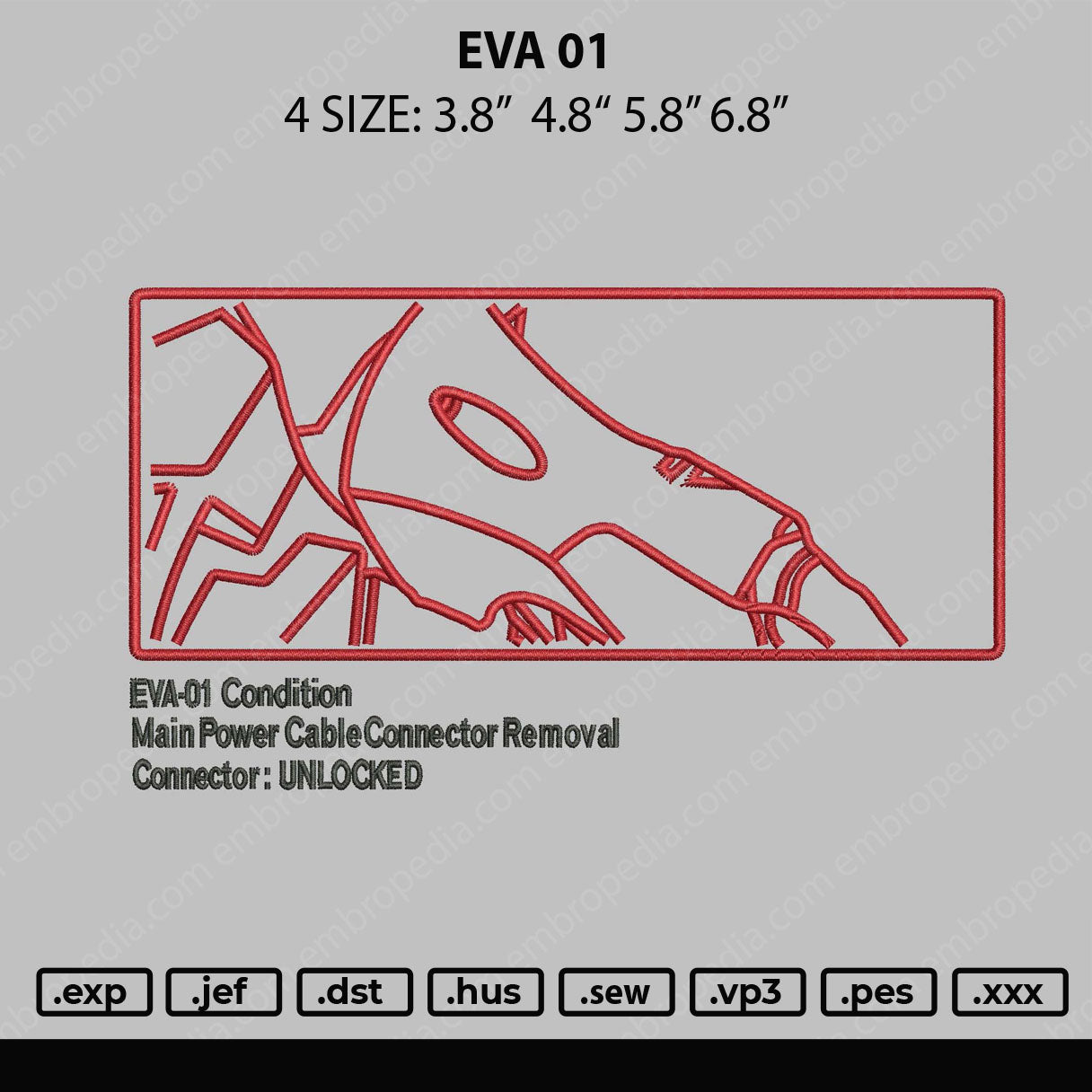 Eva 01 Embroidery File 4 size