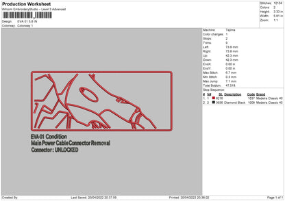 Eva 01 Embroidery File 4 size