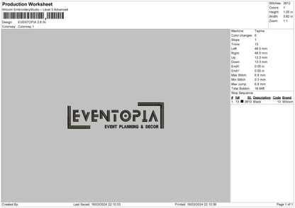 Eventopiatext Embroidery File 6 sizes