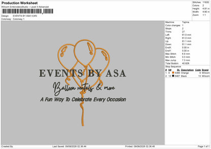 Events Text Embroidery Machine Design File 6 sizes
