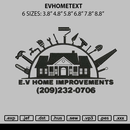 Evhometext Embroidery File 6 sizes