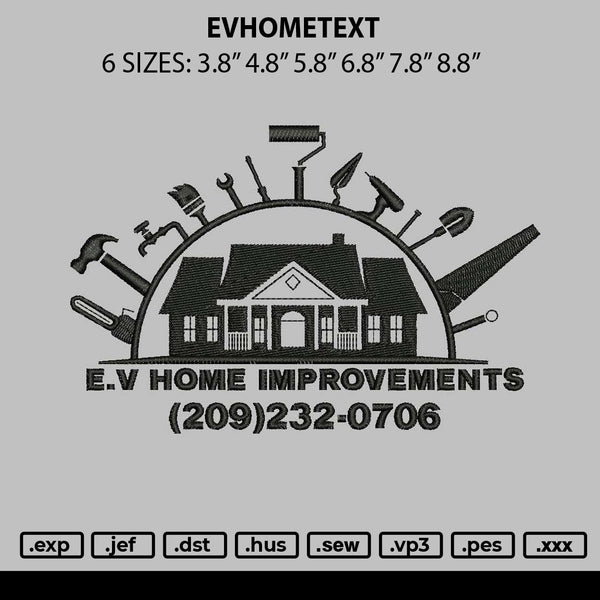 Evhometext Embroidery File 6 sizes