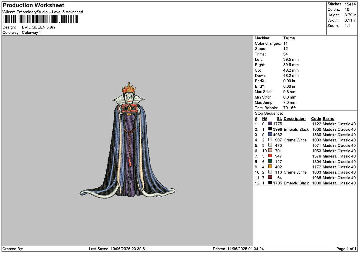 Queen 1106 Embroidery File 6 sizes