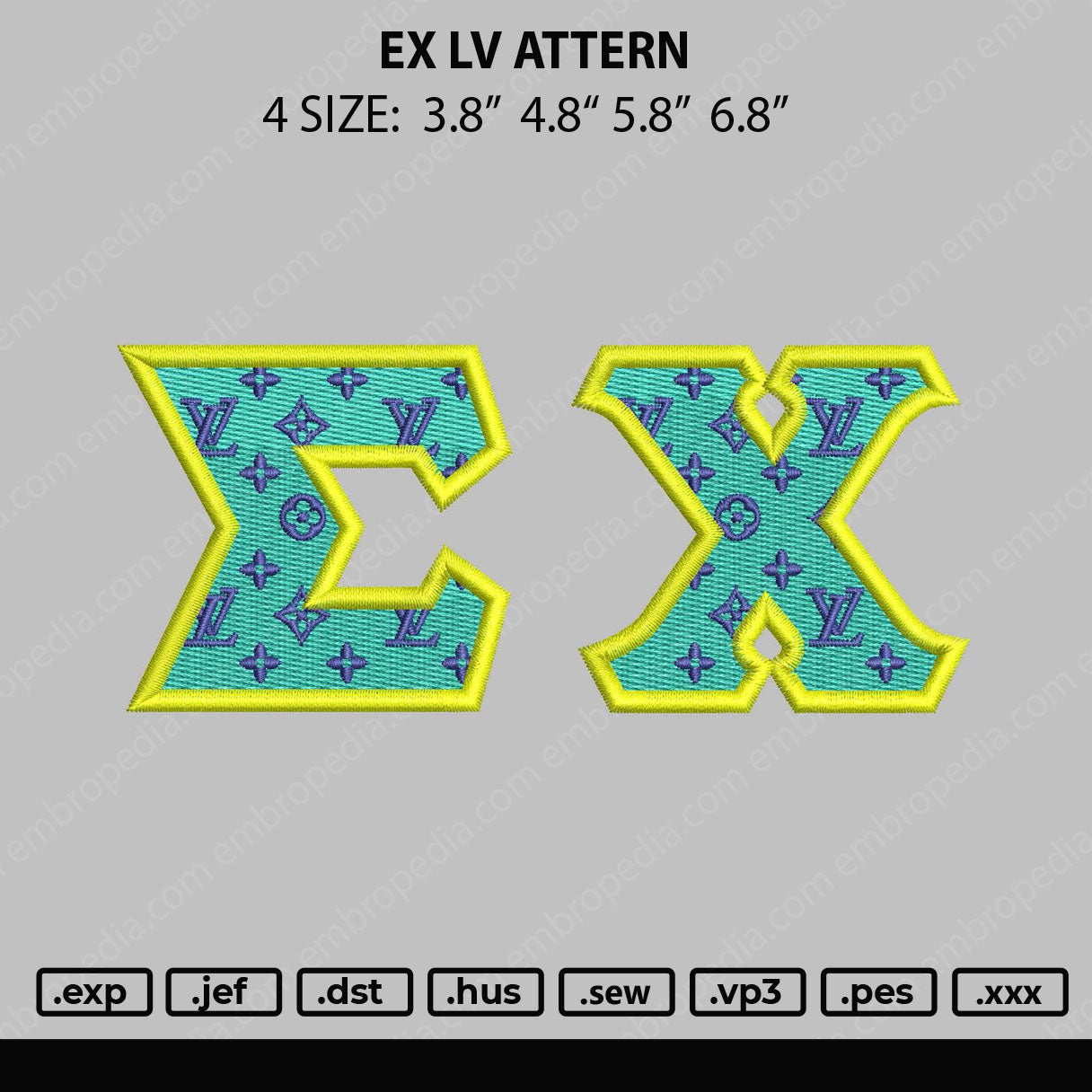 EX Lv Pattern Embroidery File 4 size