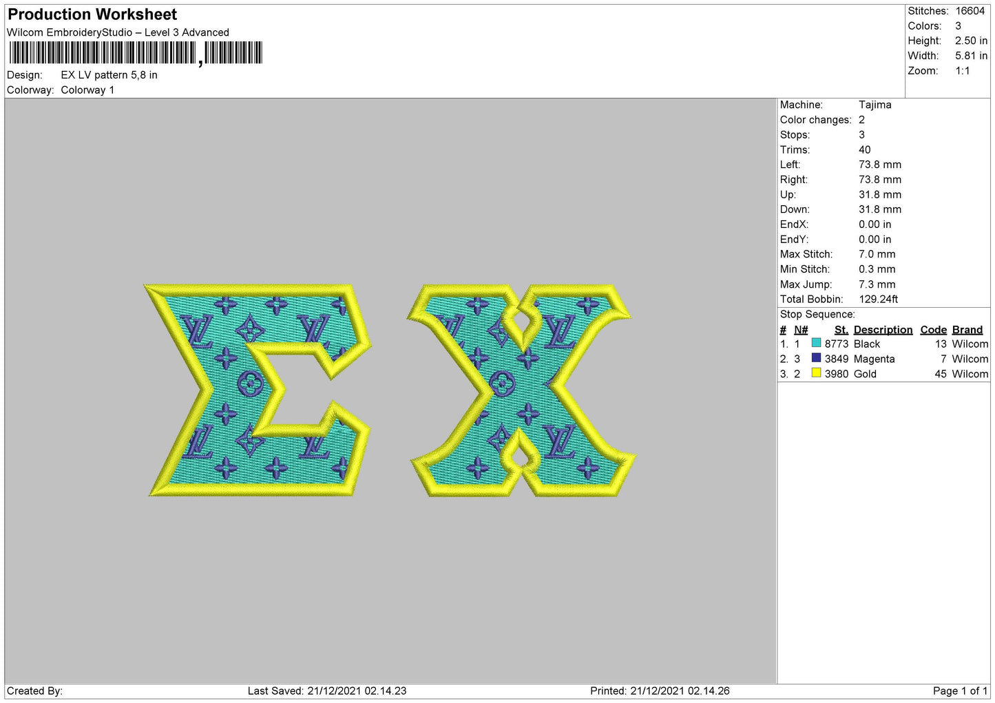 EX Lv Pattern Embroidery File 4 size