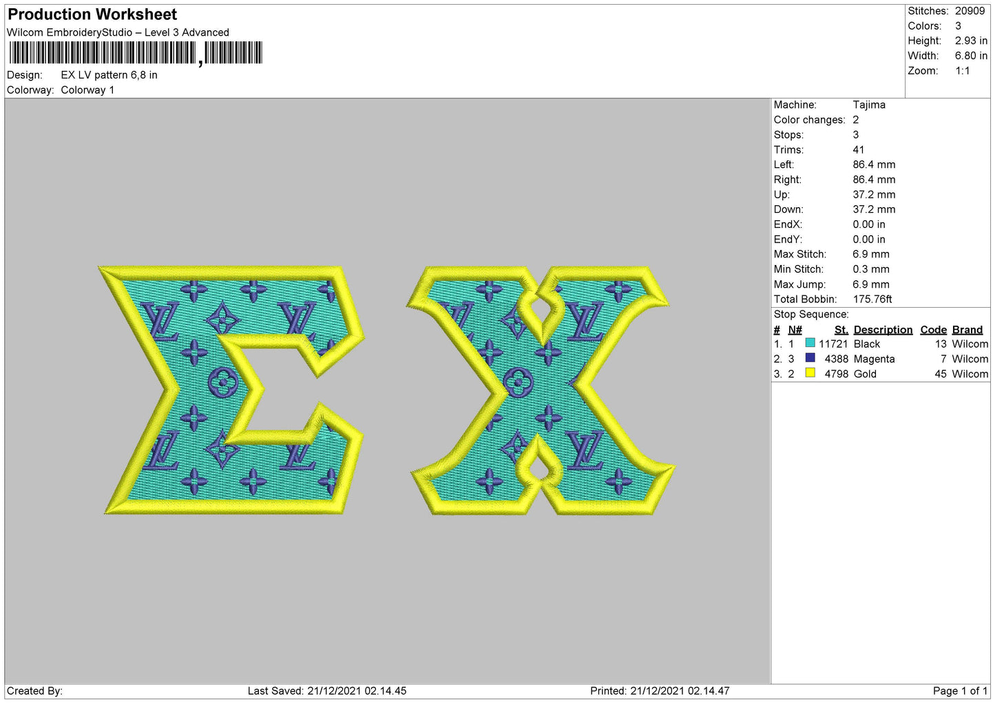 EX Lv Pattern Embroidery File 4 size