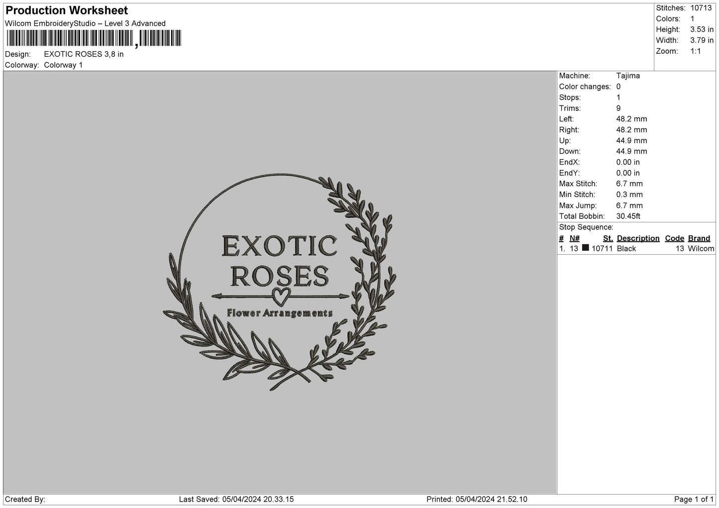 Exotictext Embroidery File 6 sizes