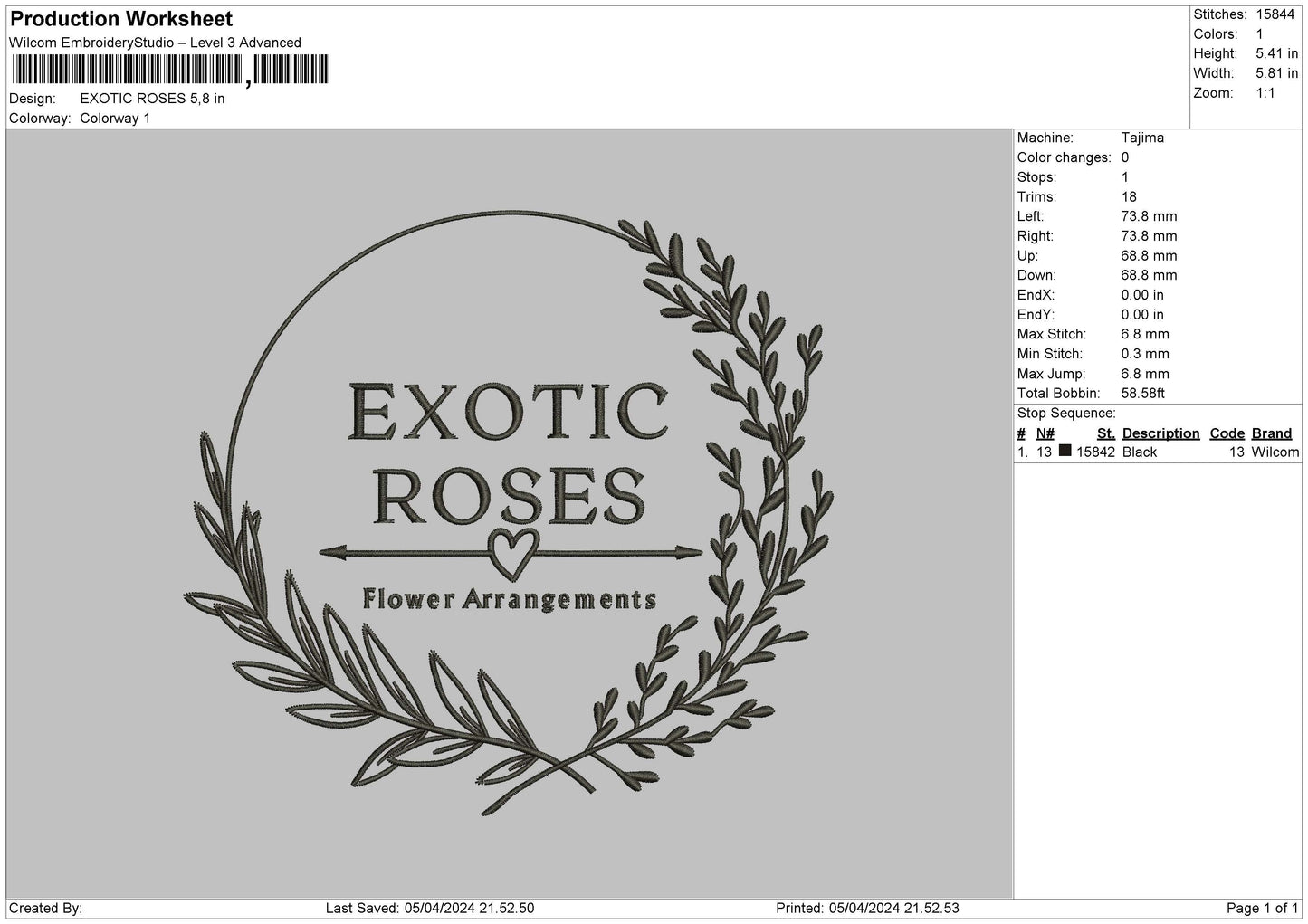 Exotictext Embroidery File 6 sizes