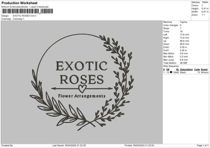 Exotictext Embroidery File 6 sizes
