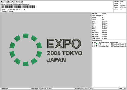 Expotext 2005 Embroidery File 12 sizes