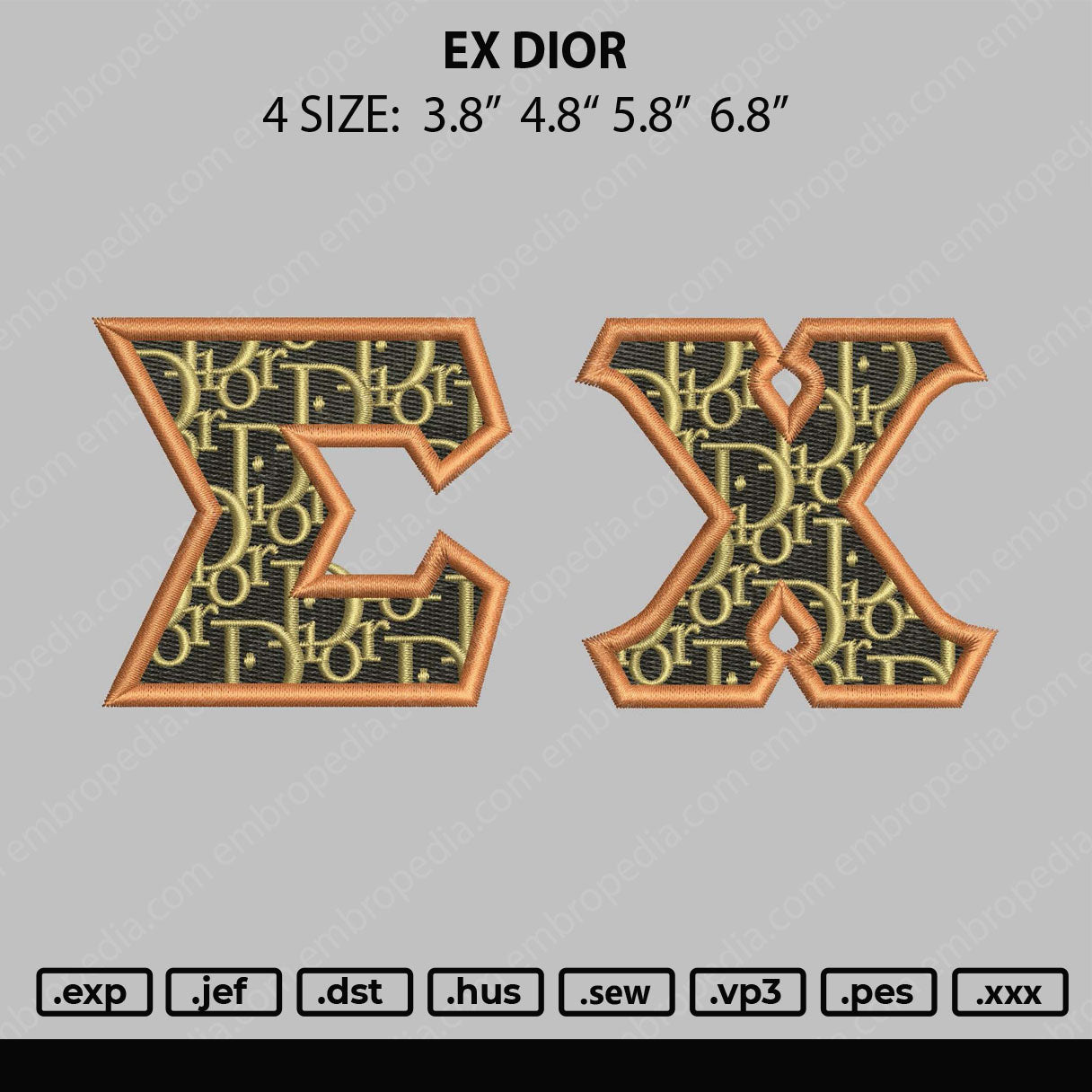 EX Dior Embroidery File 4 size