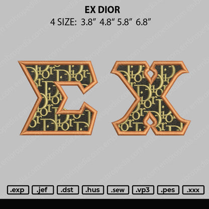 EX Dior Embroidery File 4 size