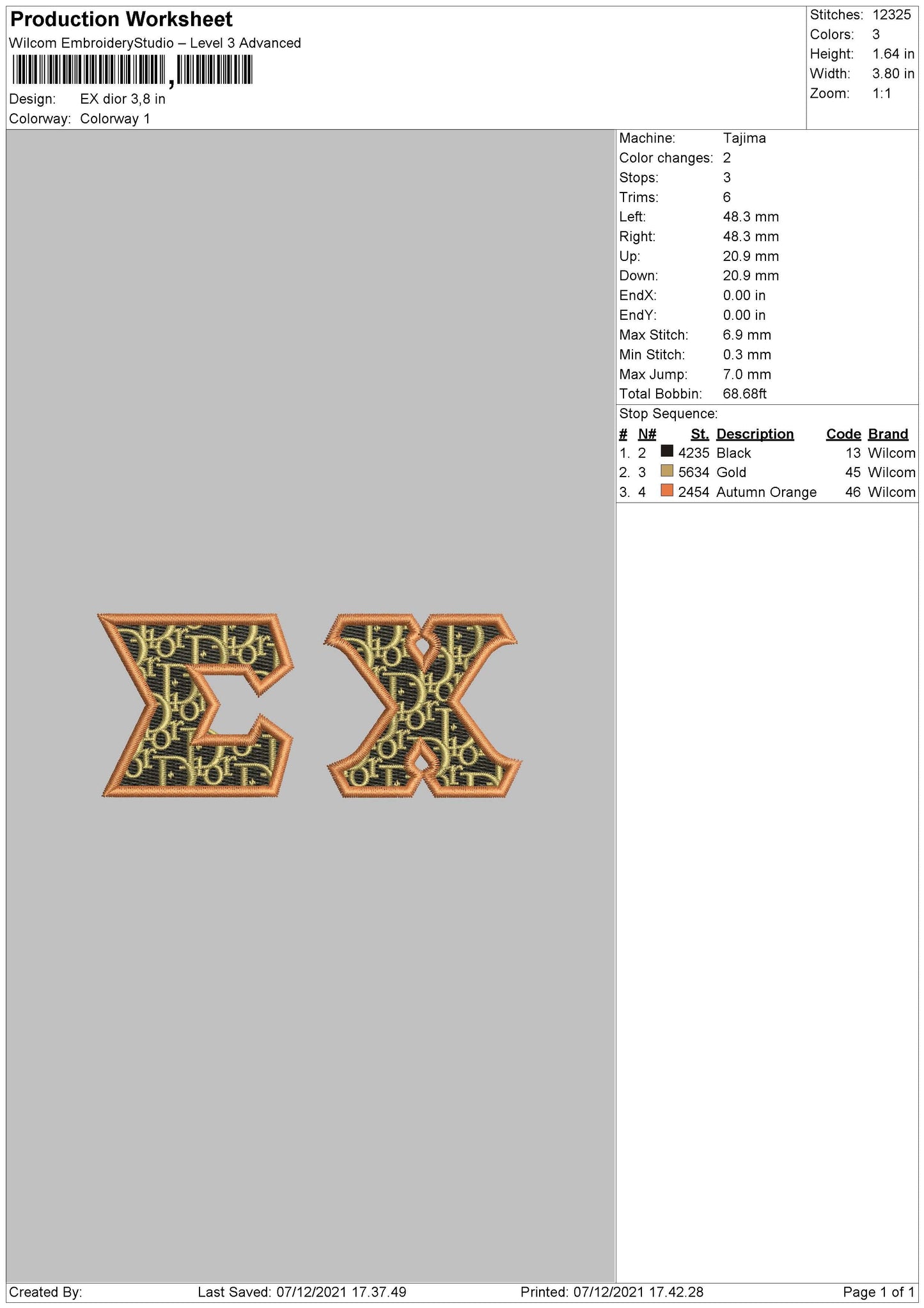 EX Dior Embroidery File 4 size
