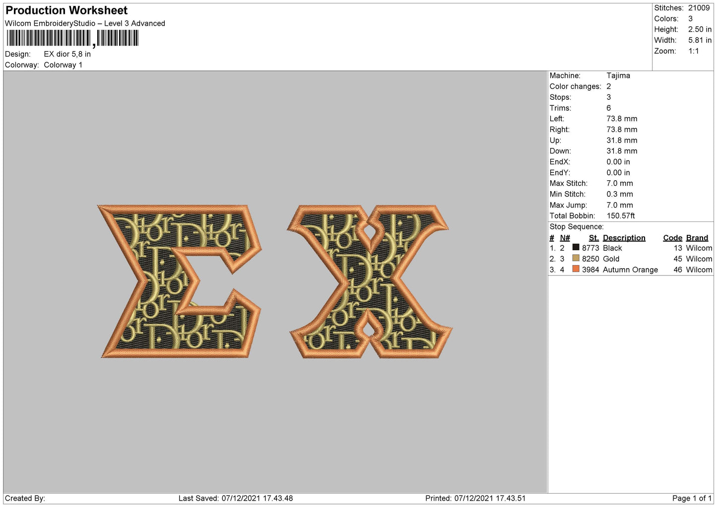 EX Dior Embroidery File 4 size
