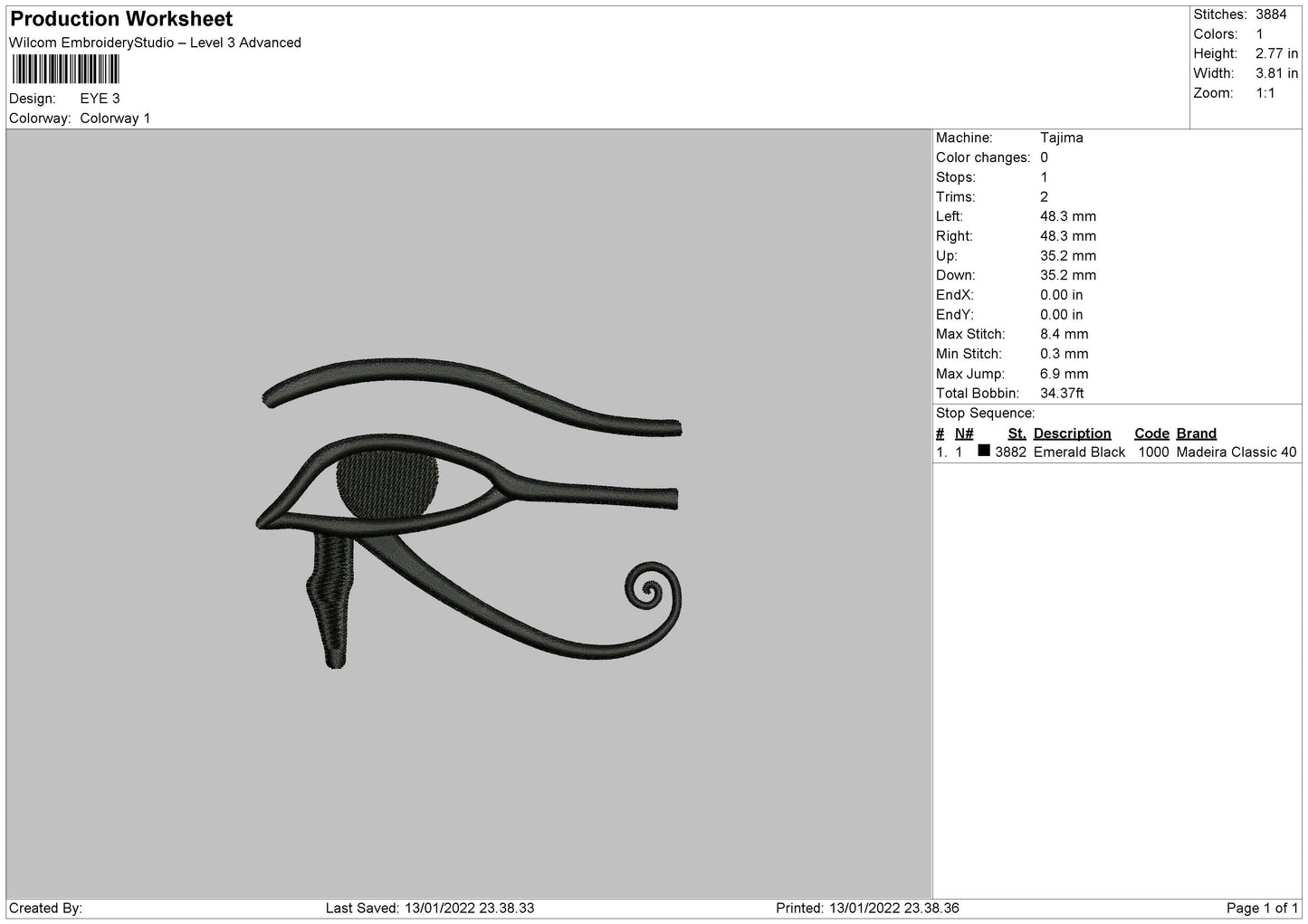Eye Embroidery File 5 size