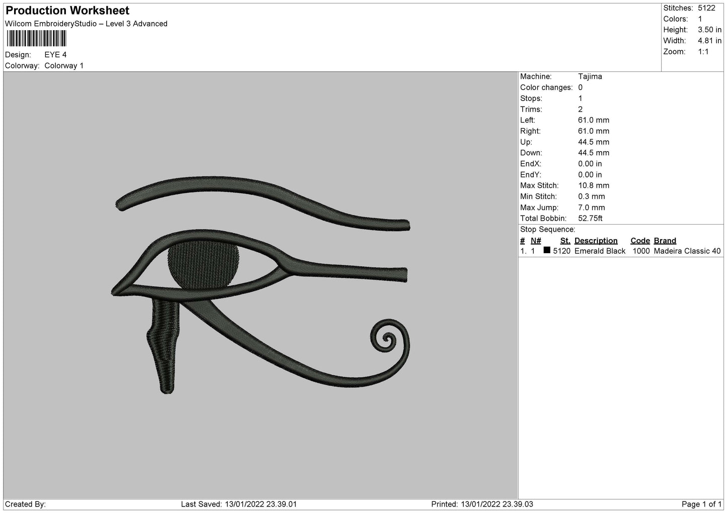 Eye Embroidery File 5 size