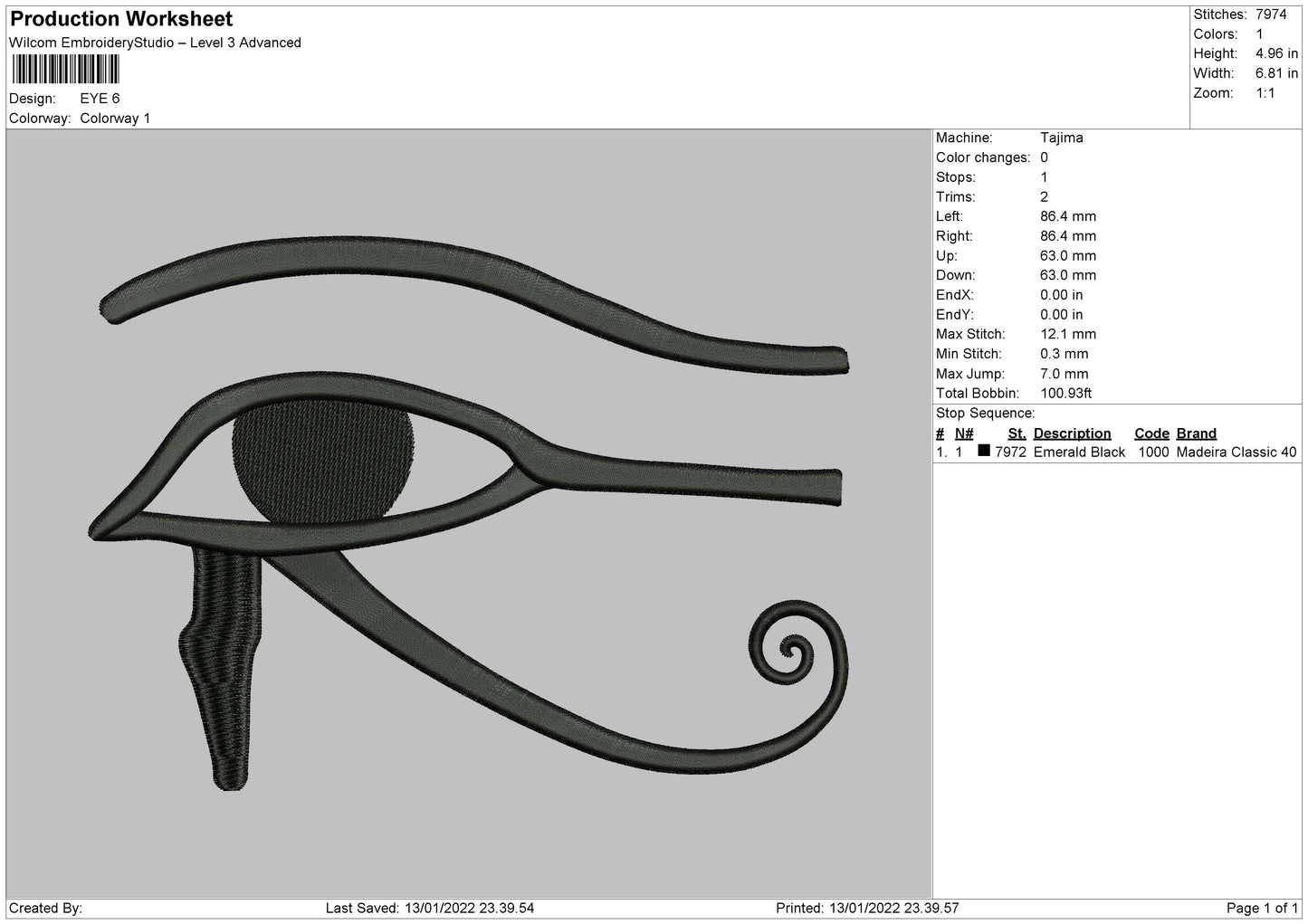 Eye Embroidery File 5 size