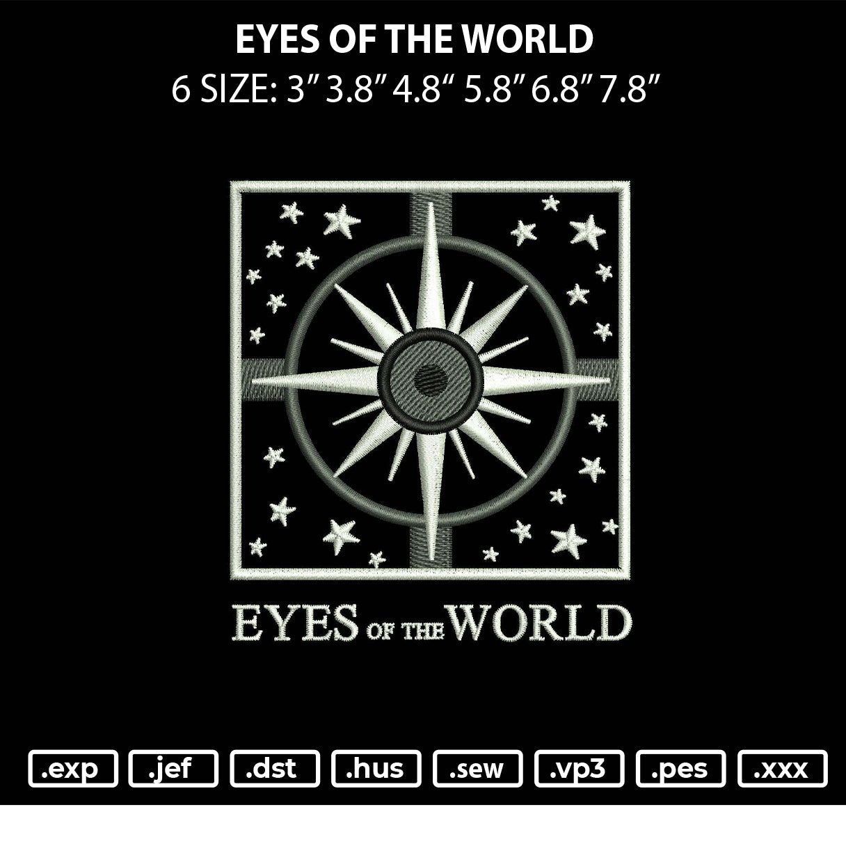 Eyes Of The World Embroidery File 6 sizes