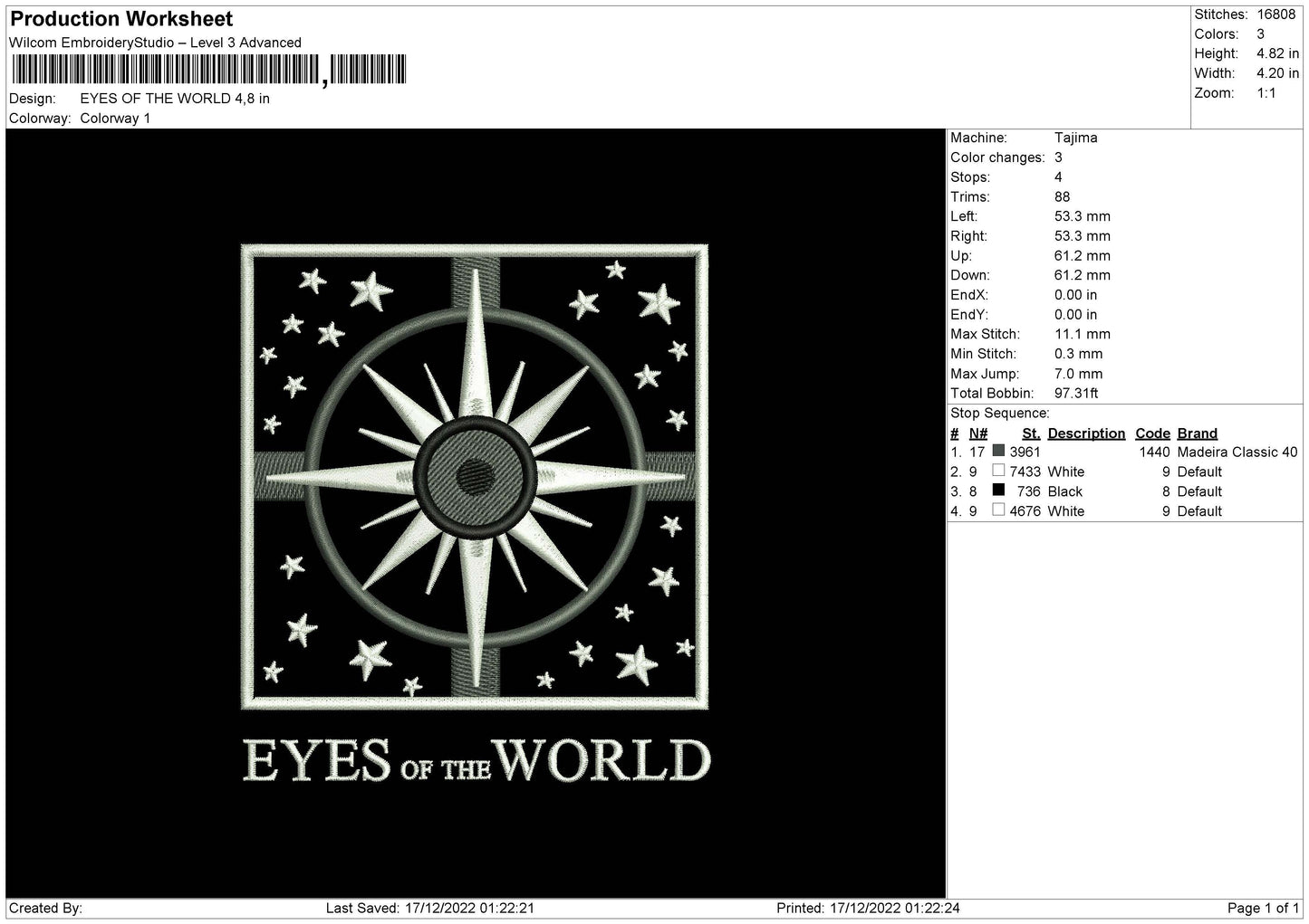 Eyes Of The World Embroidery File 6 sizes