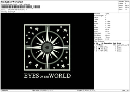 Eyes Of The World Embroidery File 6 sizes