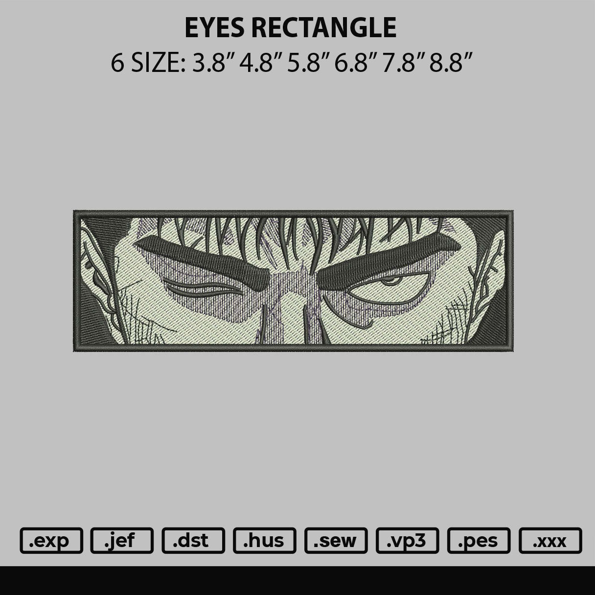 Eyes Rectangle Embroidery File 6 sizes