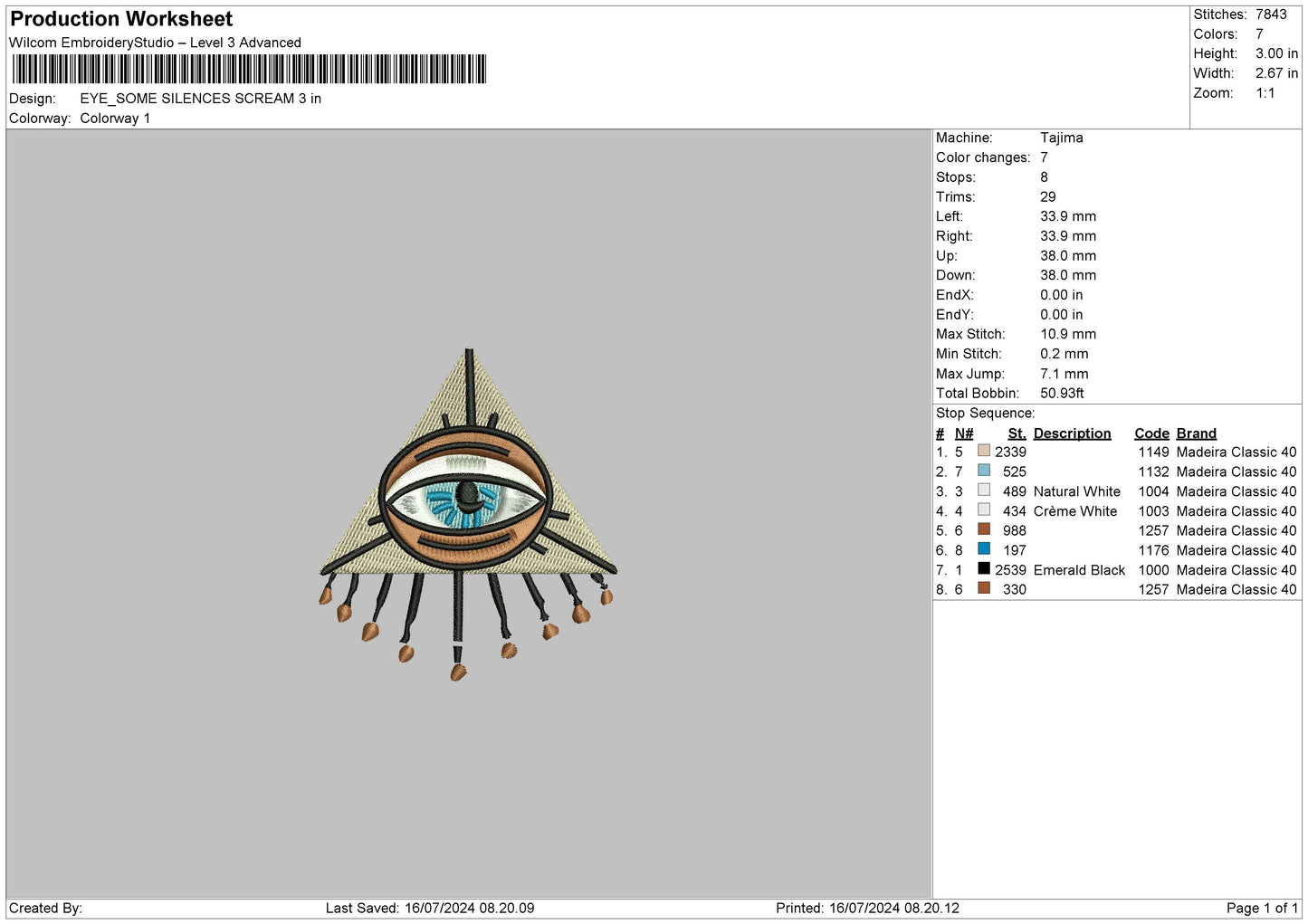 Eye Rectangle Embroidery File 6 sizes