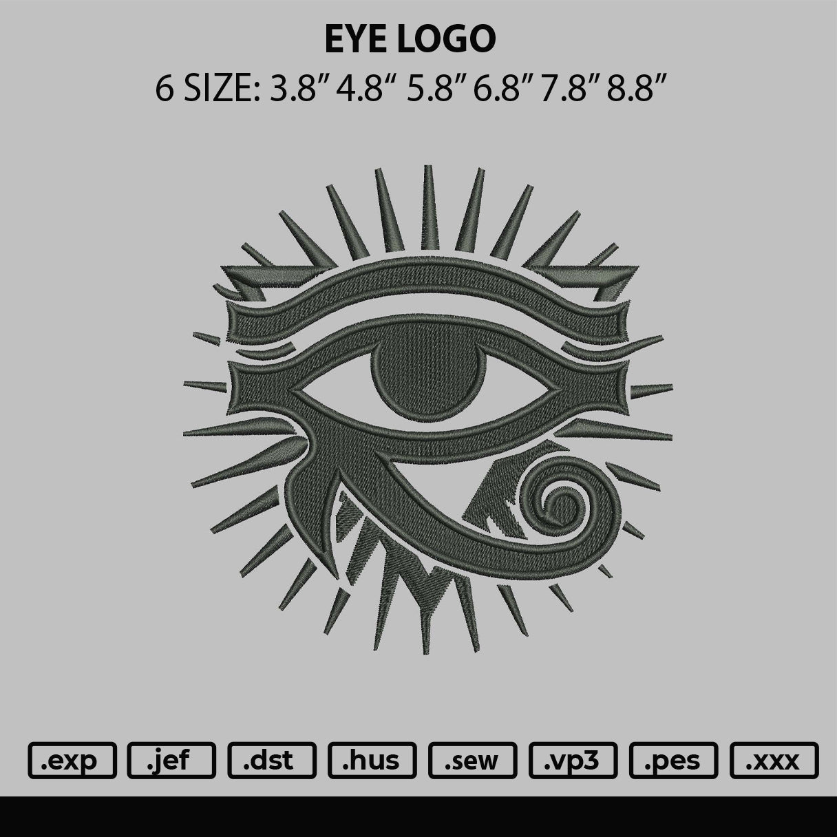 Eye Logo Embroidery File 6 sizes