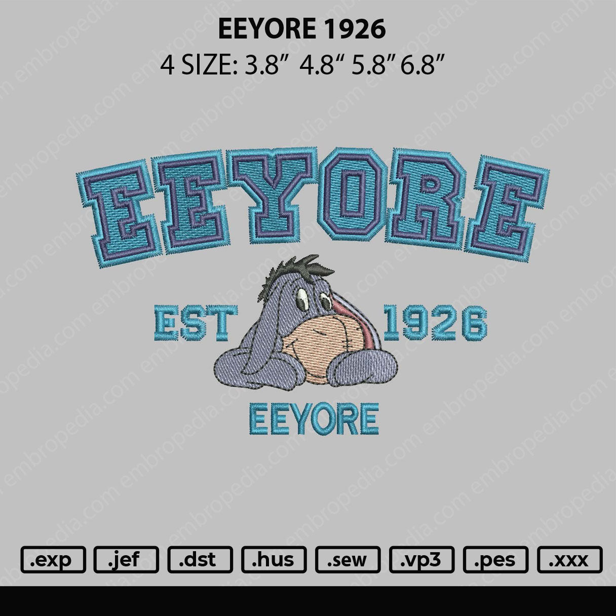 Eeyore 1926 Embroidery File 4 size