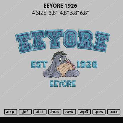 Eeyore 1926 Embroidery File 4 size