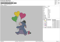 Eeyore With Ballons Embroidery File 6 sizes