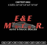 Car Text 0902 Embroidery File 6 sizes