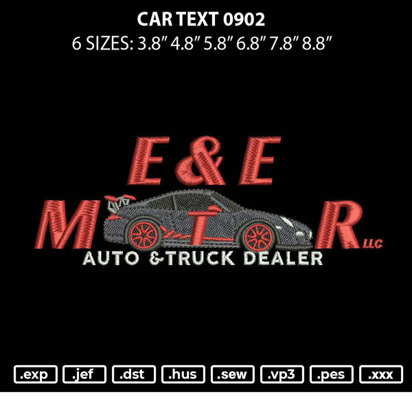 Car Text 0902 Embroidery File 6 sizes