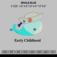 Whale Blue Embroidery File 6 sizes