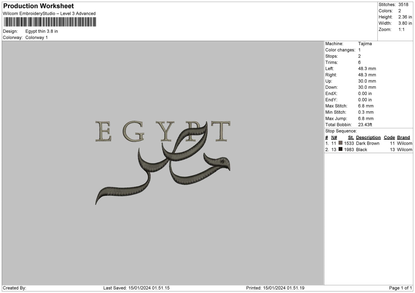 Egypt0801 Embroidery File 6 sizes