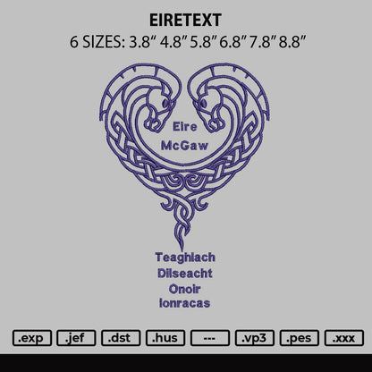 Eiretext Embroidery File 6 sizes