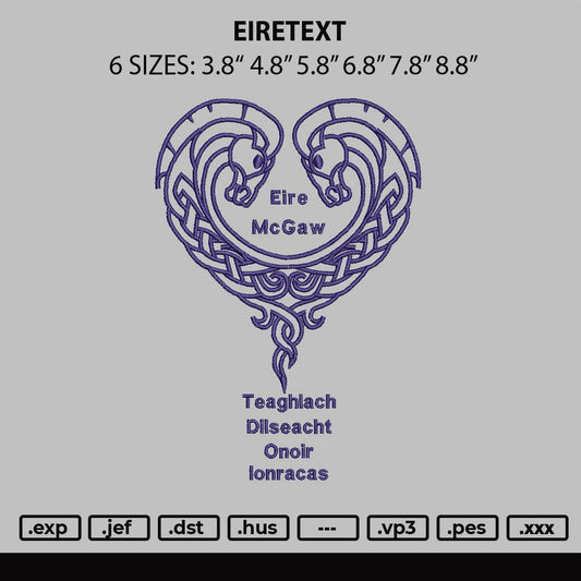Eiretext Embroidery File 6 sizes