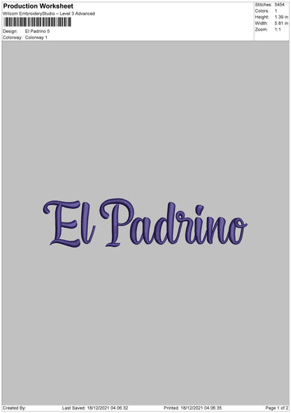 El Padrino Embroidery File 4 size