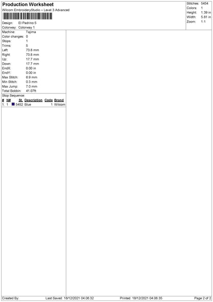 El Padrino Embroidery File 4 size