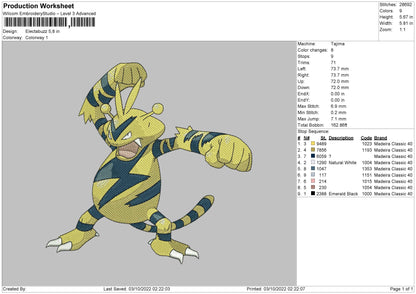 Electabuzz Embroider File 6 sizes