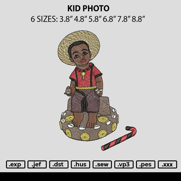 Kid Photo Embroidery File 6 sizes