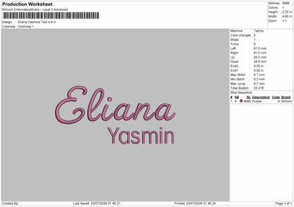 Elianatext 02 Embroidery Machine Design File 6 sizes