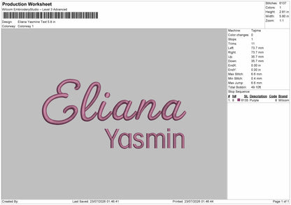 Elianatext 02 Embroidery Machine Design File 6 sizes