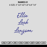 Names 01 Embroidery File 6 sizes