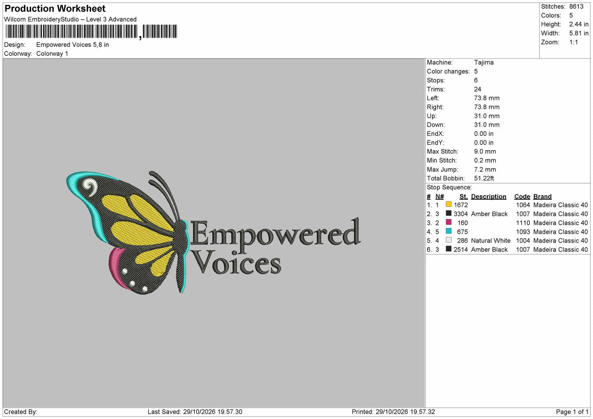 Voices Text Embroidery Machine Design File 6 sizes