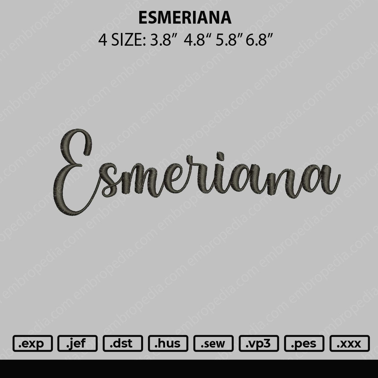 Esmeriana Embroidery File 4 size