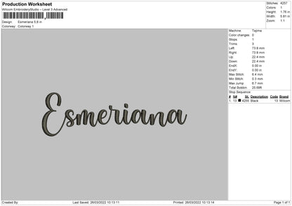 Esmeriana Embroidery File 4 size