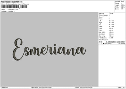 Esmeriana Embroidery File 4 size